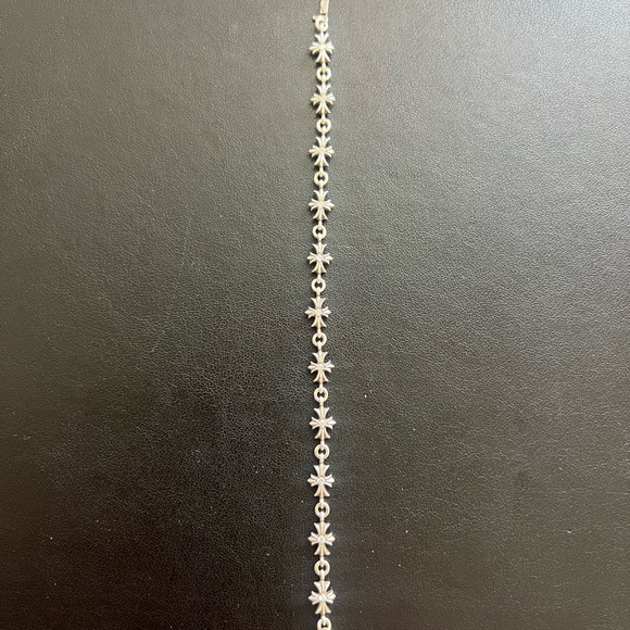 Chrome Hearts Tiny E Diamond Silver Bracelet 11 Links/22 Diamonds - Picture 2 of 6